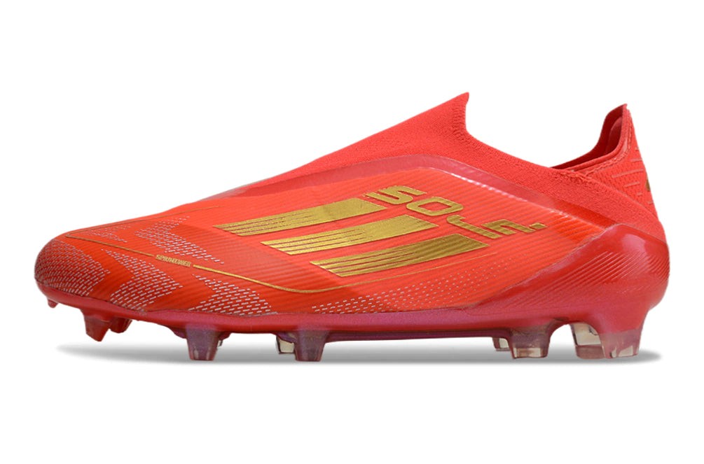 Chuteira Adidas F50 X Laceless Campo - Vermelho/Dourado