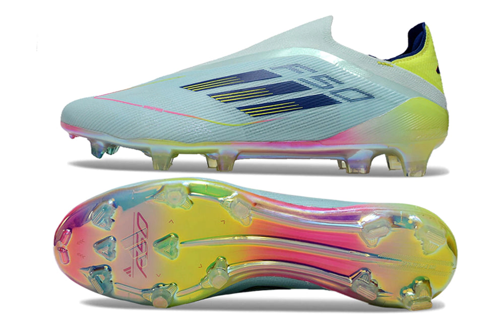 Chuteira Adidas F50 X Laceless Campo - Azul/Verde/Rosa