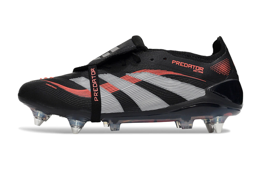 Chuteira Adidas Predator 25 Elite Tongue SG - Preto/Vermelho