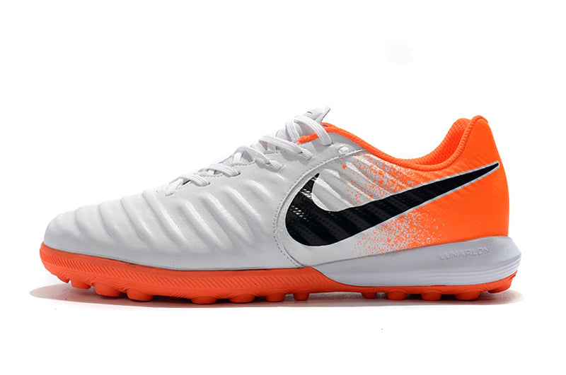 Chuteira Nike Tiempo 7 Finale Society TF - Branco/Laranja