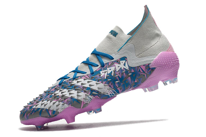 Chuteira Adidas Predator Freak.1 Campo FG - Branco/Azul/Rosa