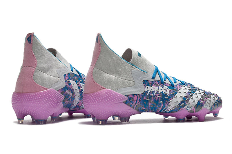 Chuteira Adidas Predator Freak.1 Campo FG - Branco/Azul/Rosa