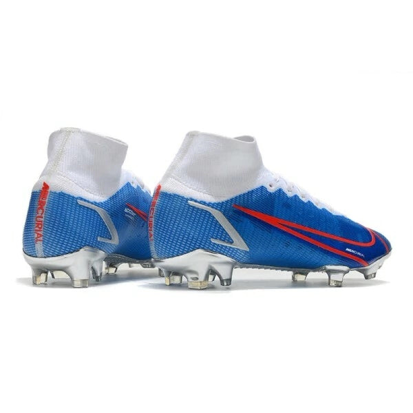 Chuteira Nike Mercurial Superfly 8 Elite Campo FG - Azul/Branco/Vermelho