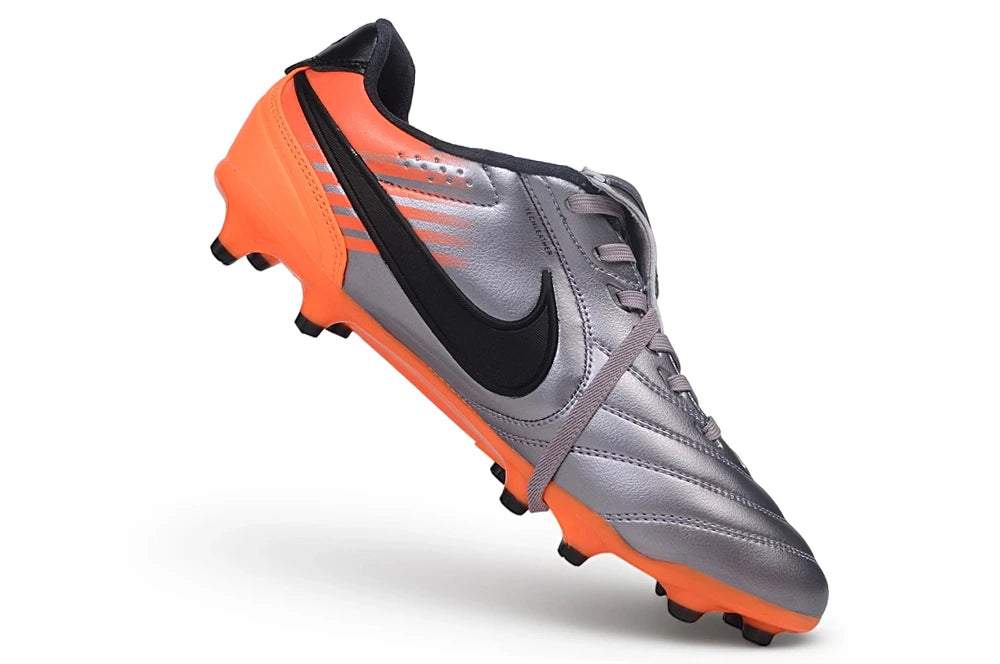 Chuteira Nike Tiempo Ligera Pro FG - Prata/Laranja