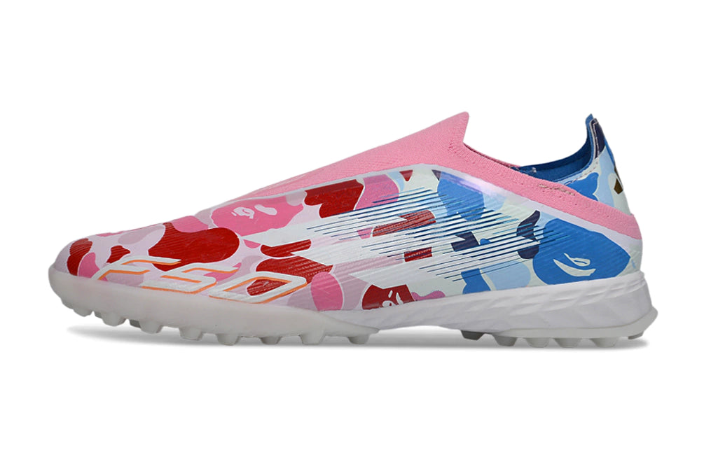 Chuteira Adidas F50 Pro Laceless Society - Branco/Rosa