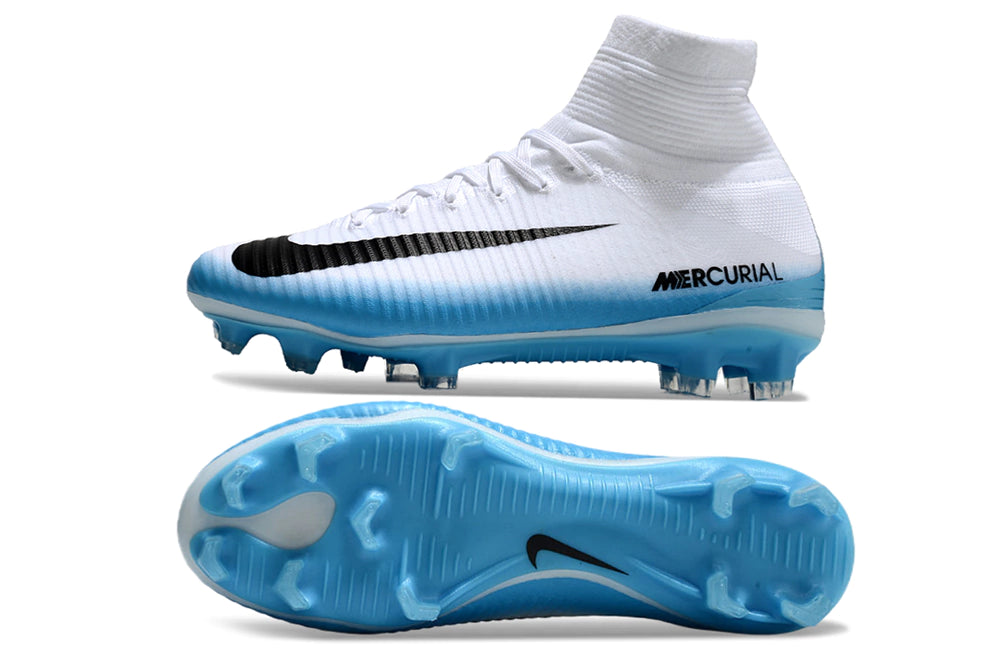 Chuteira Nike Mercurial Superfly 5 Elite Campo - Azul/Branco