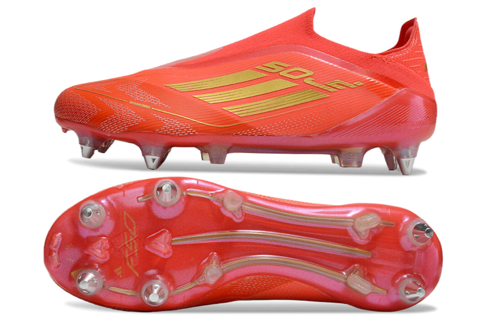 Chuteira Adidas F50 X Laceless Campo SG - Laranja/Dourado