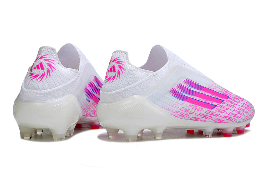 Chuteira Adidas F50 X Laceless Campo - Branco/Rosa