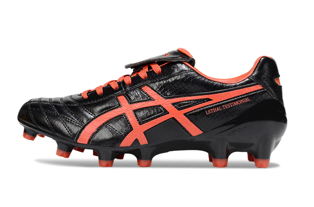 Chuteira Campo Asics Lethal Testimonial 4 IT - Preto/Vermelho
