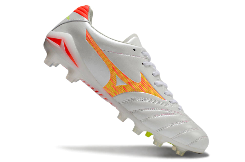 Chuteira Mizuno Morelia Neo 4 Campo - Branco/Laranja