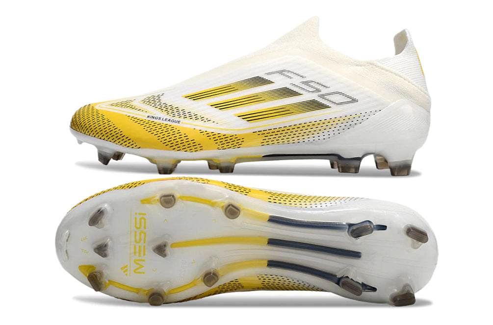 Chuteira Adidas F50 X Laceless Campo - Branco/Amarelo