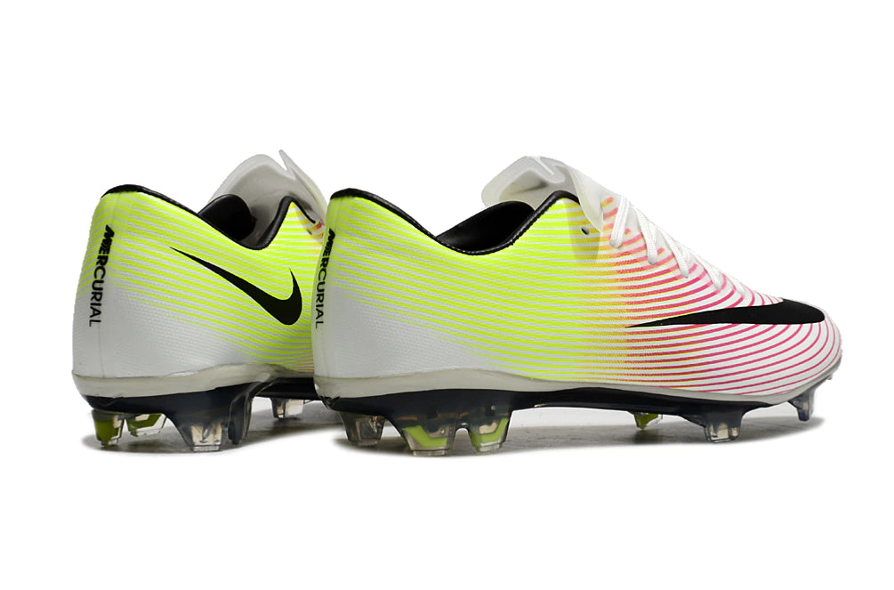 Chuteira Nike Mercurial Vapor 10 FG - Branco/Amarelo/Vermelho