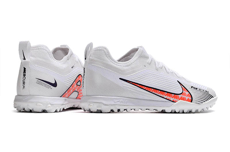 Chuteira Nike Mercurial Vapor 15 Pro Society - Branco/Preto/Laranja