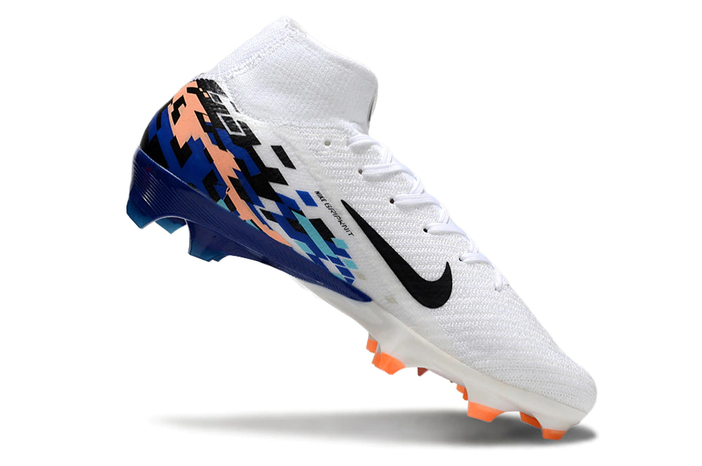 Chuteira Nike Air Zoom Mercurial Superfly 10 Elite Campo - Branco/Azul