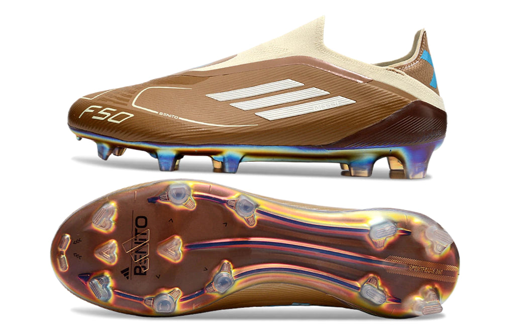 Chuteira Adidas F50 X Laceless Campo - Marrom