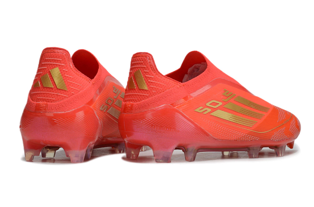 Chuteira Adidas F50 X Laceless Campo - Vermelho/Dourado