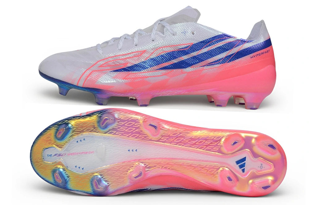 Chuteira Adidas F50 Hyperfast.1 Evo FG - Branco/Rosa