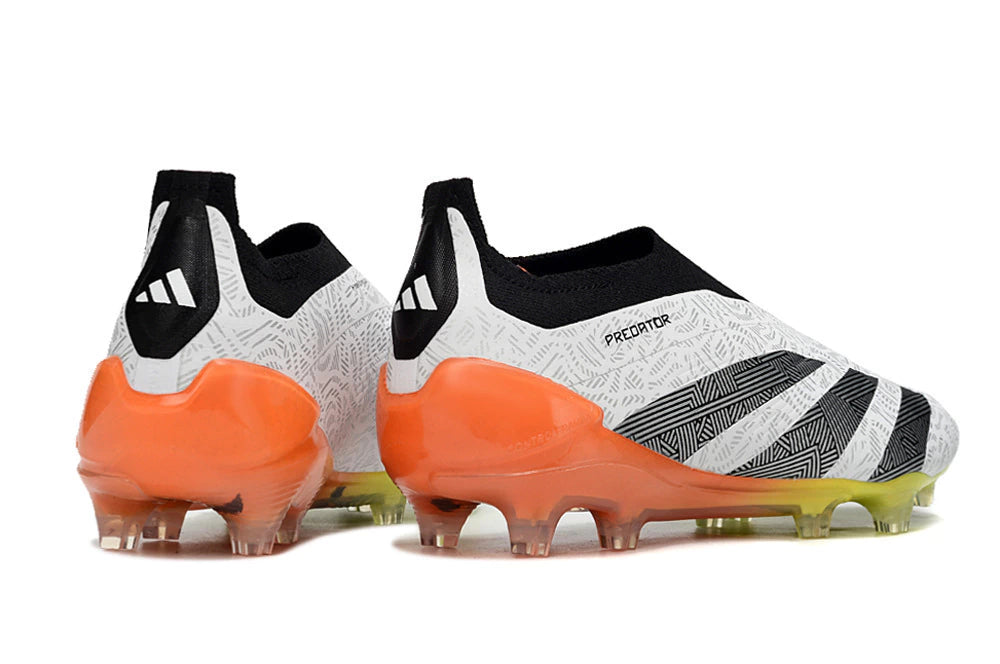 Chuteira Adidas Predstrike Elite Laceless Campo - Branco/Amarelo/Laranja