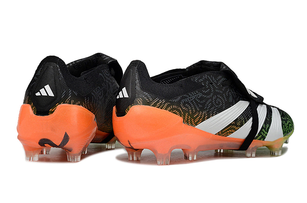 Chuteira Adidas Predstrike Elite Campo - Preto/Branco/Verde/Laranja