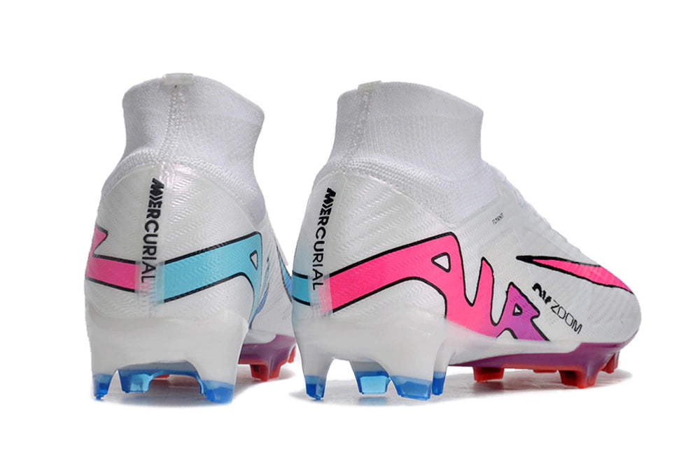 Chuteira Nike Air Zoom Mercurial Superfly 9 Elite - Branco/Roxo