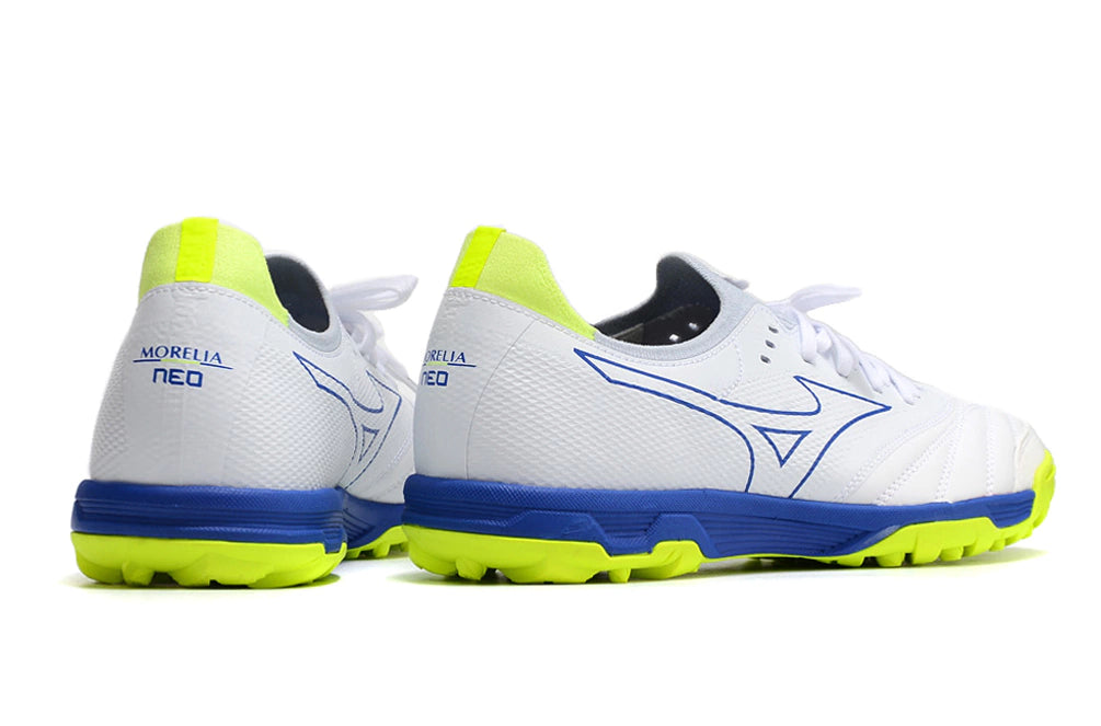 Chuteira Miuzno Morelia Neo Sala β Society - Branco/Azul/Verde