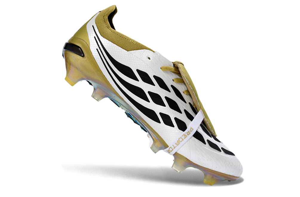 Chuteira Adidas Predator Tongue 26 Elite FG - Branco/Dourado