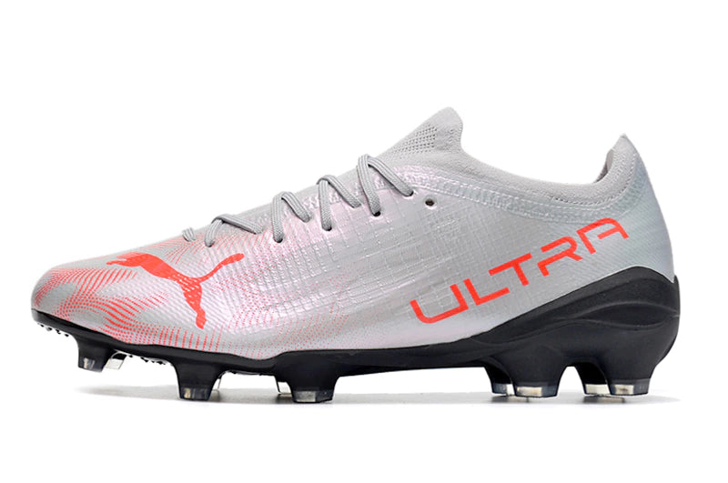 Chuteira Puma Ultra 1.3 Campo FG - Prata/Preto /Vermelho