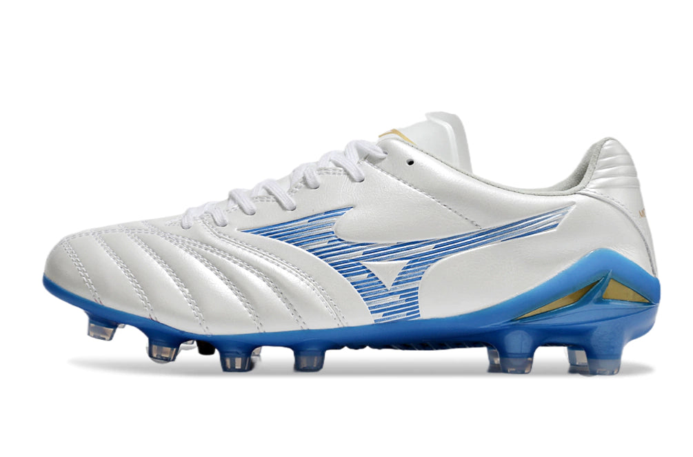 Chuteira Mizuno Morelia Neo 4 Campo - Branco/Azul