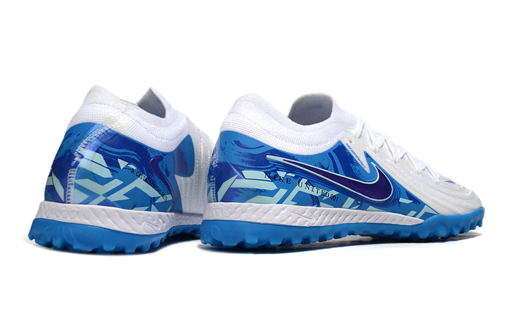 Chuteira Nike Phantom GX 2 Elite Society TF - Branco/Azul
