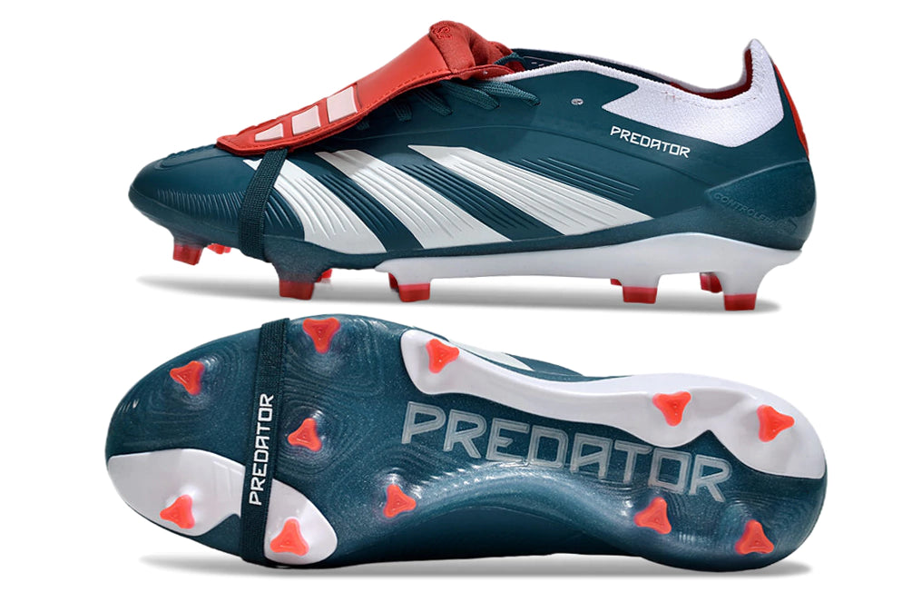 Chuteira Adidas Predator Elite Campo FG - Azul escuro/Branco/Vermelho