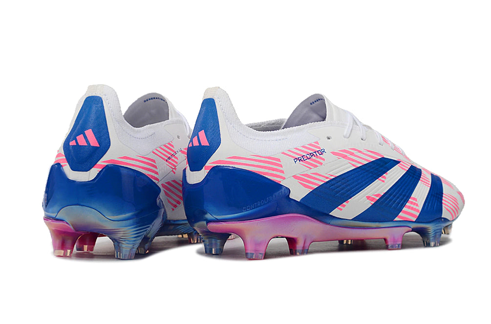 Chuteira Adidas Predator Elite Campo FG - Branco/Azul/Rosa
