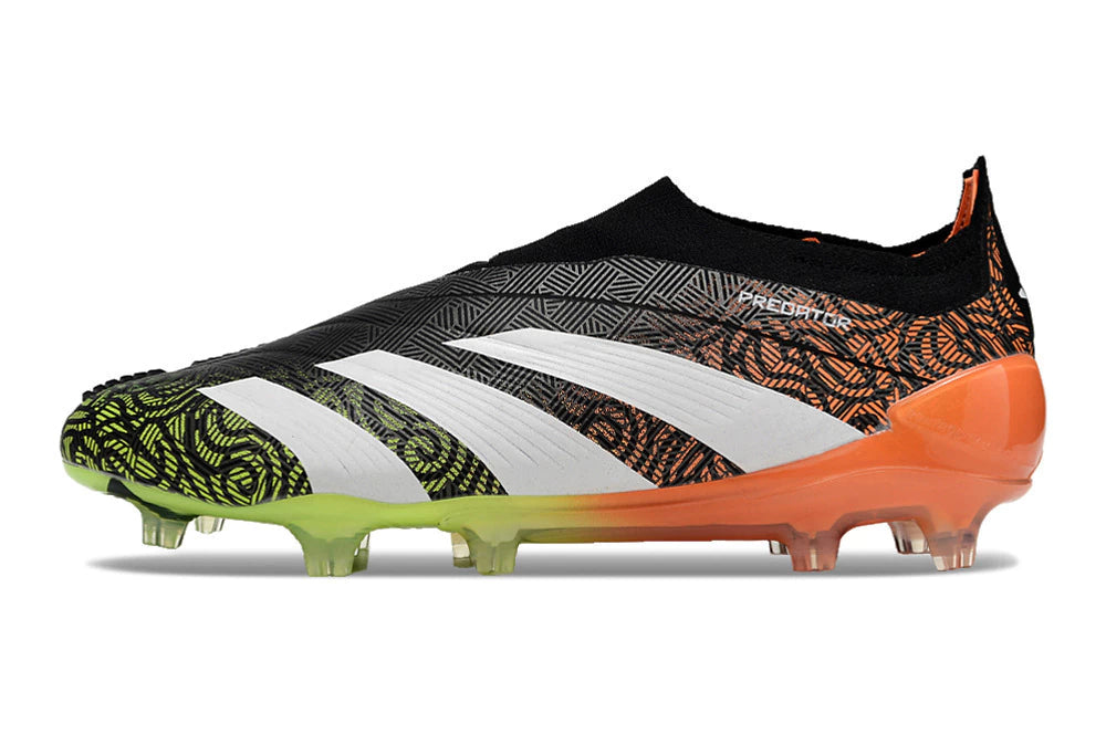 Chuteira Adidas Predstrike Elite Laceless Campo - Preto/Verde/Laranja