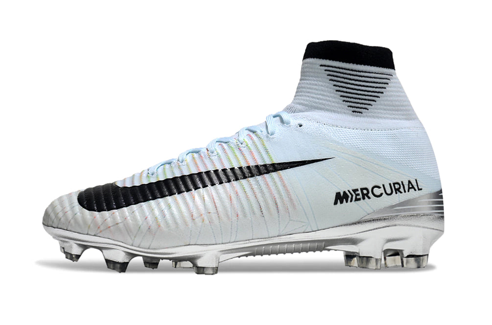 Chuteira Nike Mercurial Superfly 5 Elite Campo - Branco/Prata/Preto