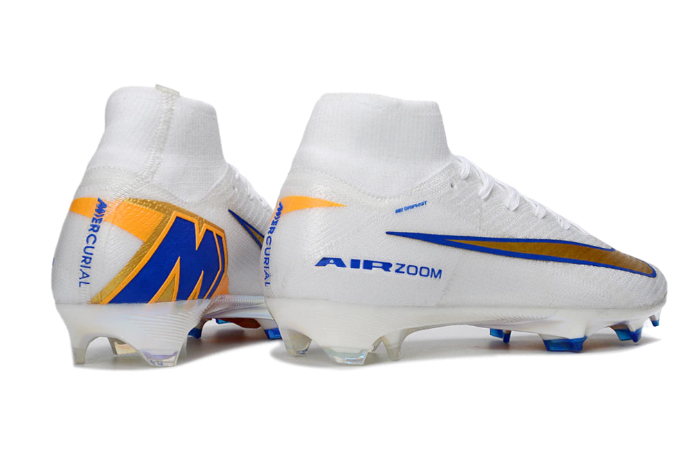 Chuteira Nike Air Zoom Mercurial Superfly 10 Elite Campo - Branco/Azul