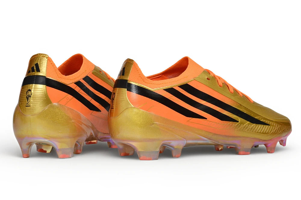 Chuteira Adidas F50 Hyperfast Eltie FG - Laranja/Dourada