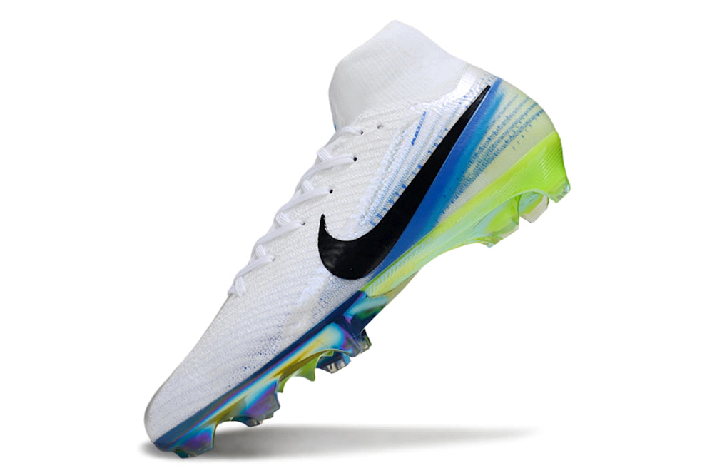 Chuteira Nike Air Zoom Mercurial Superfly 10 Elite Campo - Branco/Verde/Azul