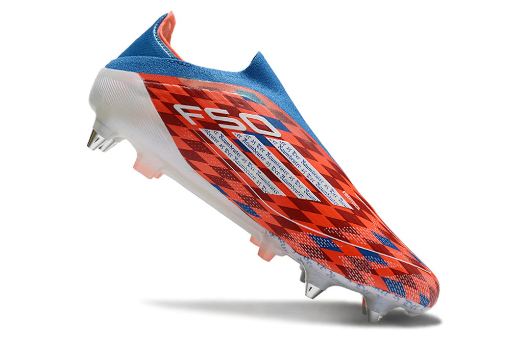 Chuteira Adidas F50 X Laceless Campo SG - Vermelho/Azul/Branco