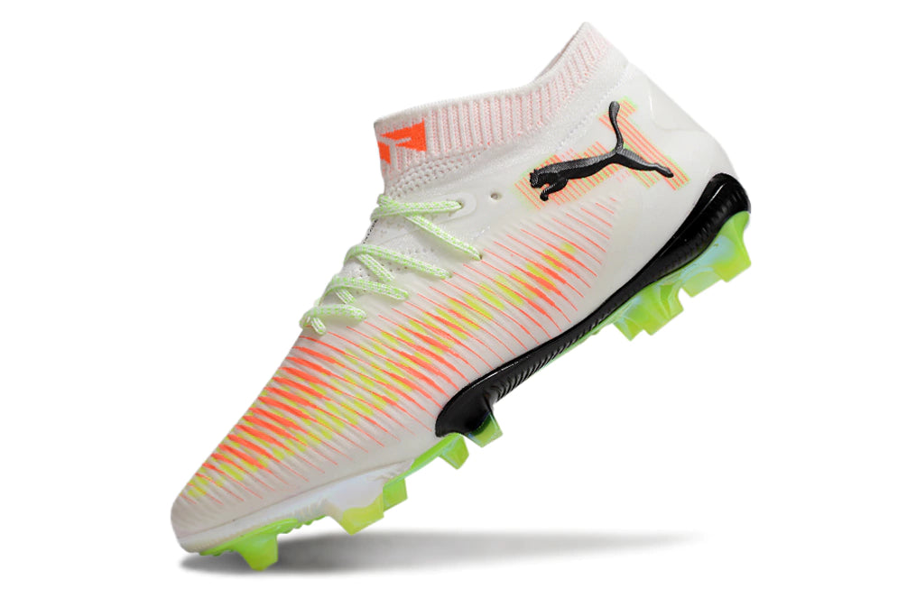 Chuteira Puma Future 8 Ultimate Botinha Campo FG - Branco/Verde/Preto