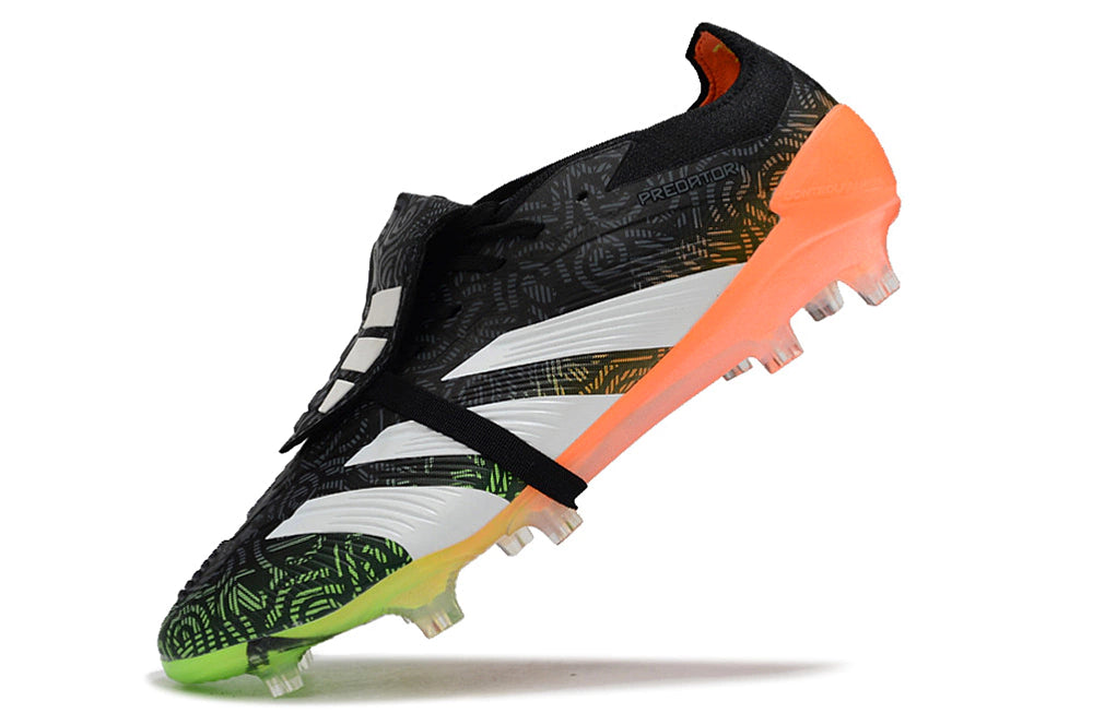 Chuteira Adidas Predstrike Elite Campo - Preto/Branco/Verde/Laranja