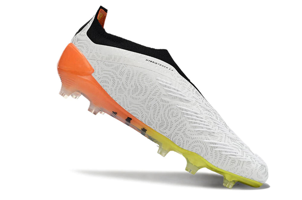 Chuteira Adidas Predstrike Elite Laceless Campo - Branco/Amarelo/Laranja