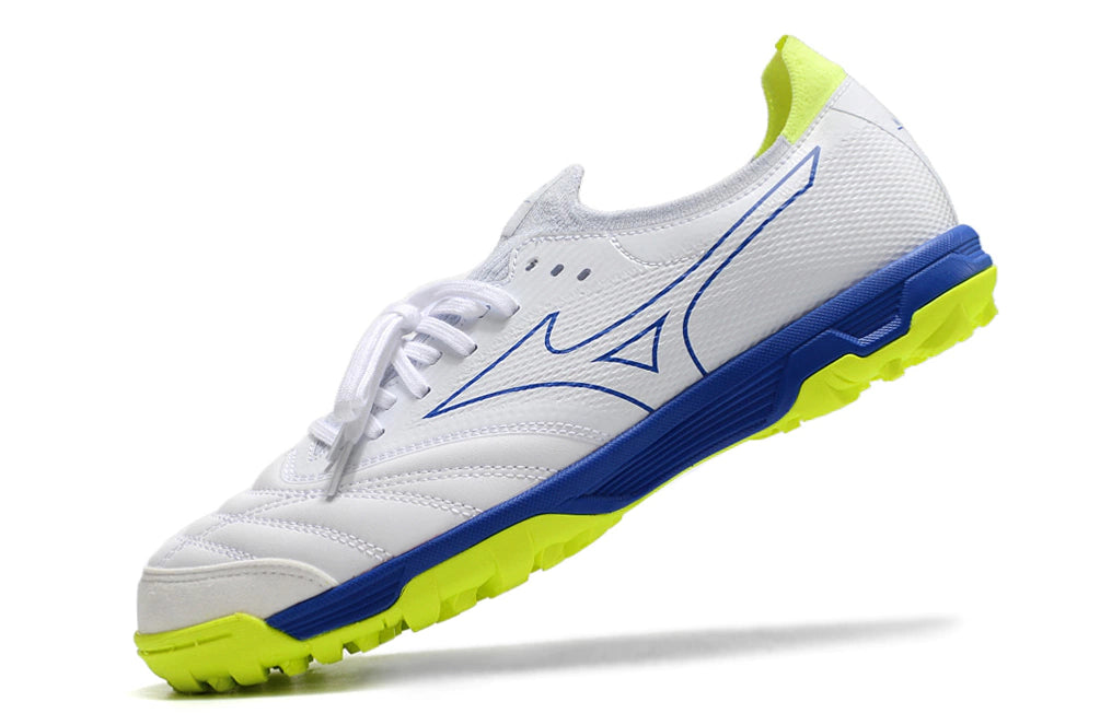 Chuteira Miuzno Morelia Neo Sala β Society - Branco/Azul/Verde