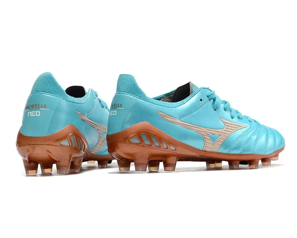 Chuteira Mizuno Morelia Neo 3 Campo FG - Azul/Marrom
