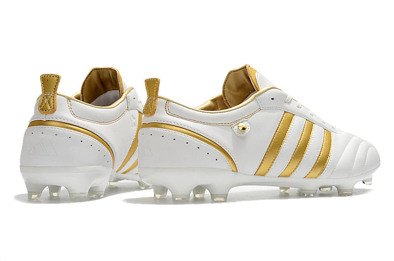 Chuteira Adidas Adipure Campo FG - Branco/Dourado