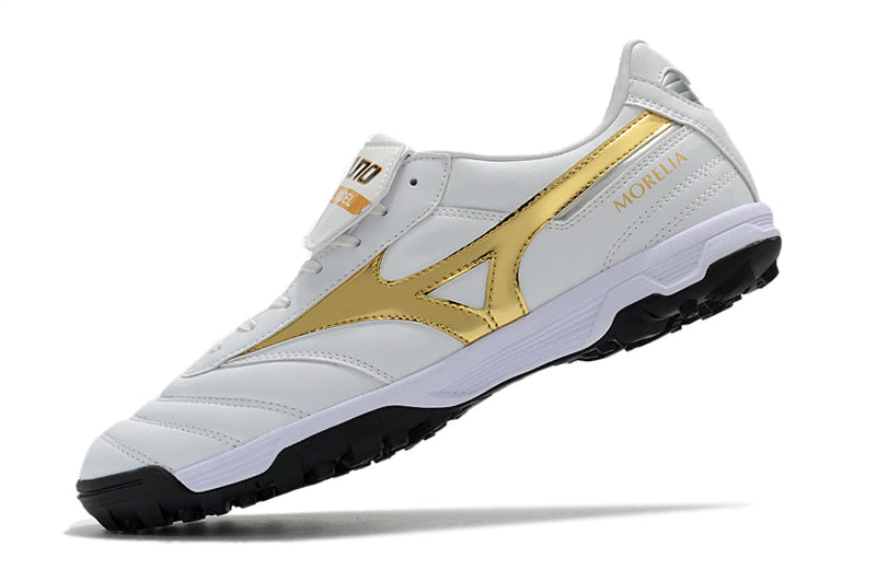 Chuteira Mizuno Morelia Neo 2 Society - Branco/Dourado