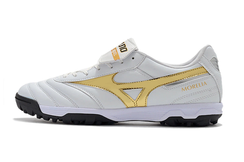 Chuteira Mizuno Morelia Neo 2 Society - Branco/Dourado