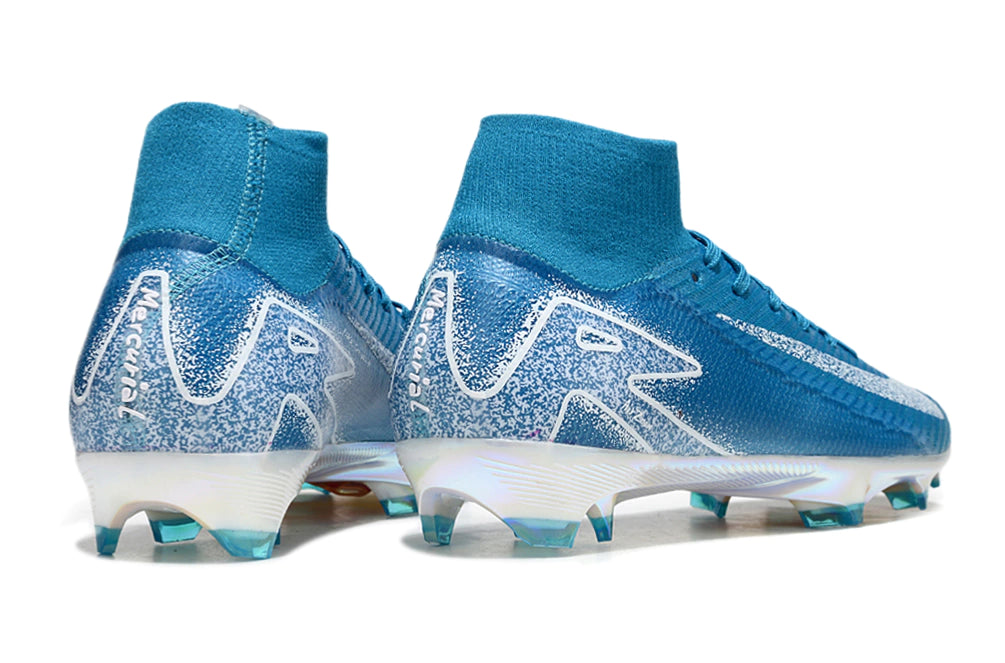 Chuteira Nike Air Zoom Mercurial Superfly 10 Elite Campo - Branco/Azul