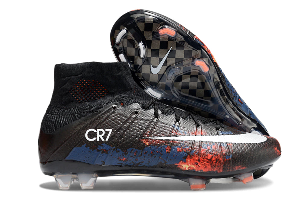 Chuteira Nike Mercurial Superfly 4 Elite Campo - Preto/Azul/Laranja