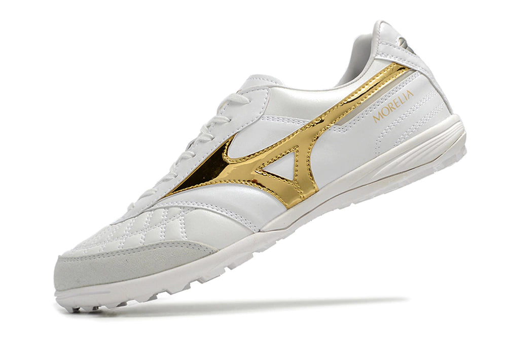 Chuteira Miuzno Morelia Neo Sala Society - Branco/Dourado