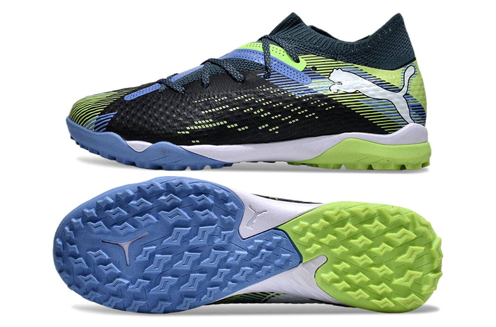 Chuteira Puma Future 7 Match Society - Preto/Azul/Verde