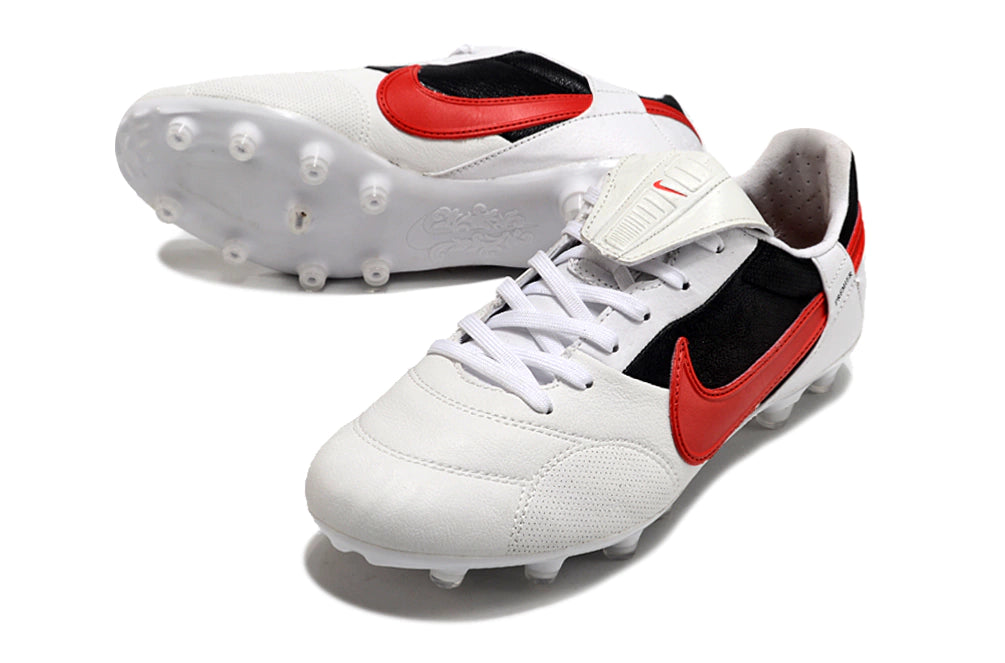 Chuteira Nike Premier 3 FG - Branco/Preto/Vermelho